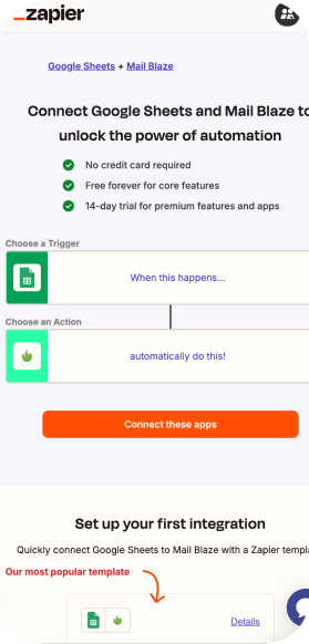 Zapier connection screenshot